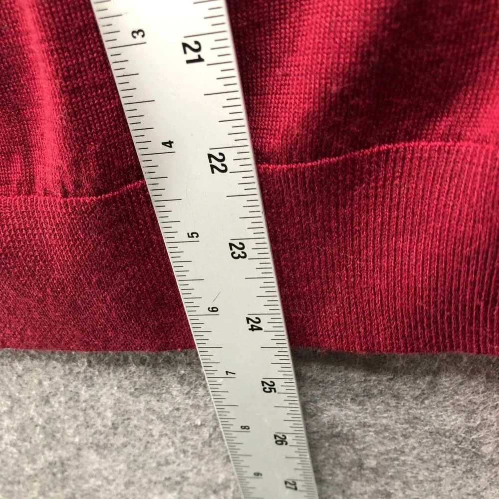 Uniqlo Extra Fine Merino Crew Neck Sweater Mens Medium Red Wool Knit Casual Top